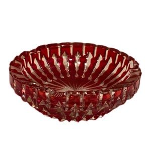 Vintage clear and red crystal ash tray